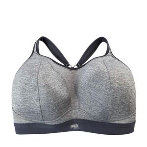 Panache Sport Underwire Sports Bra Gray Adjustable Criss Cross Strappy Size 40 F